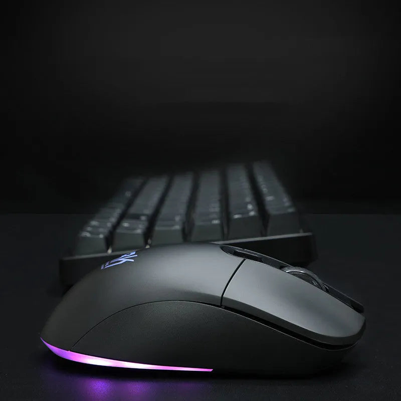 RK526 wireless mechanical keyboard and optical mouse set in blue, brown, or red.