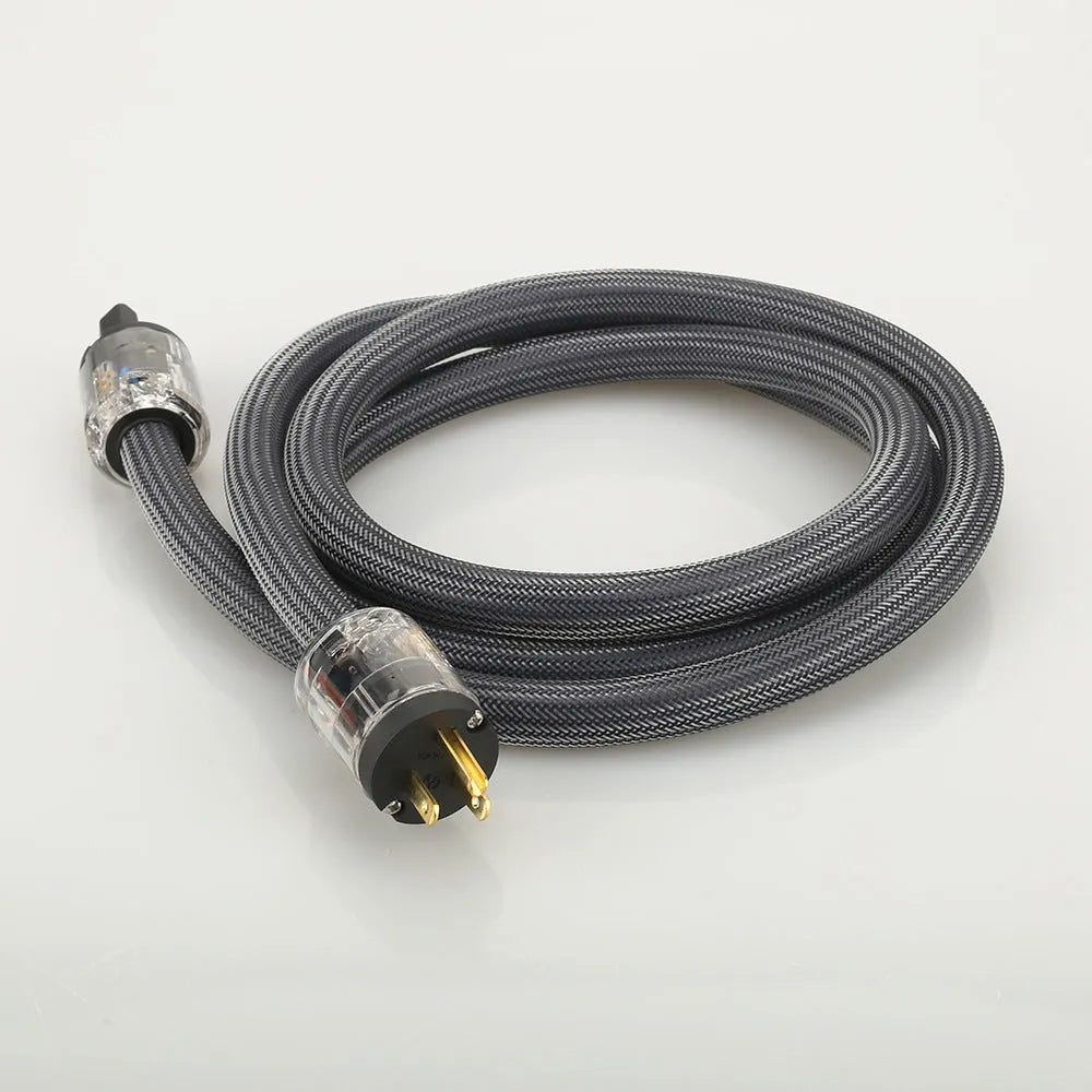Pure copper audio power cable with choice of EU or US plug in 1m, 1.5m, 2m lengths