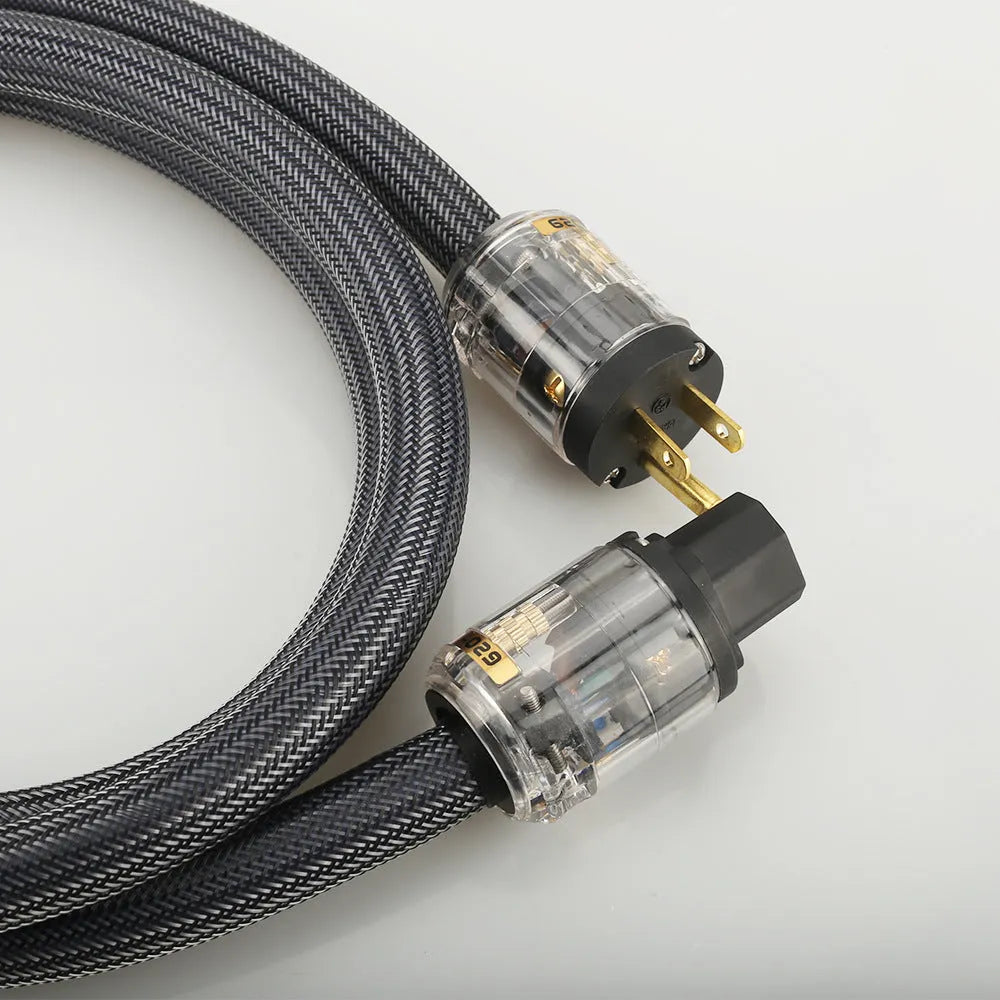 Pure copper audio power cable with choice of EU or US plug in 1m, 1.5m, 2m lengths