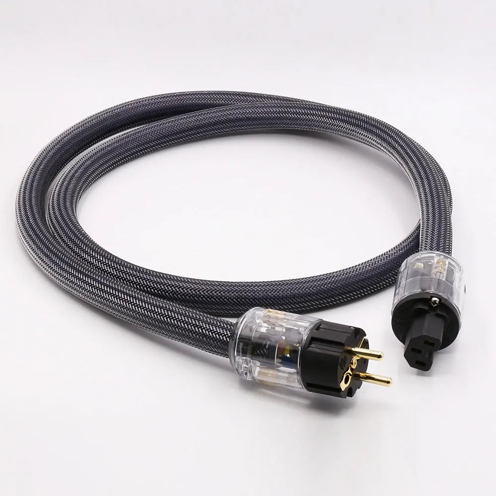 Pure copper audio power cable with choice of EU or US plug in 1m, 1.5m, 2m lengths