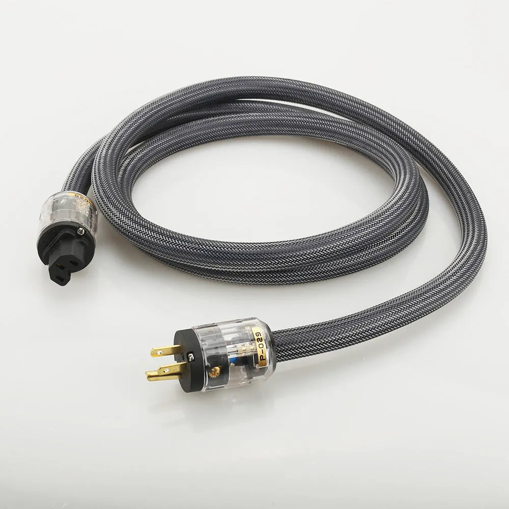 Pure copper audio power cable with choice of EU or US plug in 1m, 1.5m, 2m lengths