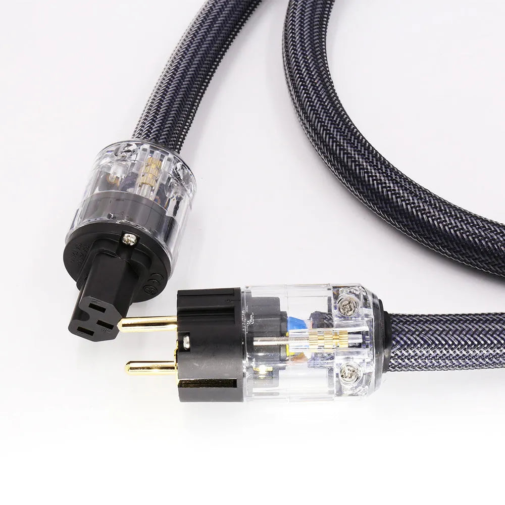 Pure copper audio power cable with choice of EU or US plug in 1m, 1.5m, 2m lengths