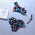 Pudcoco girls polka dot tankini swimsuit set in nylon fabric for swimming and wading sports