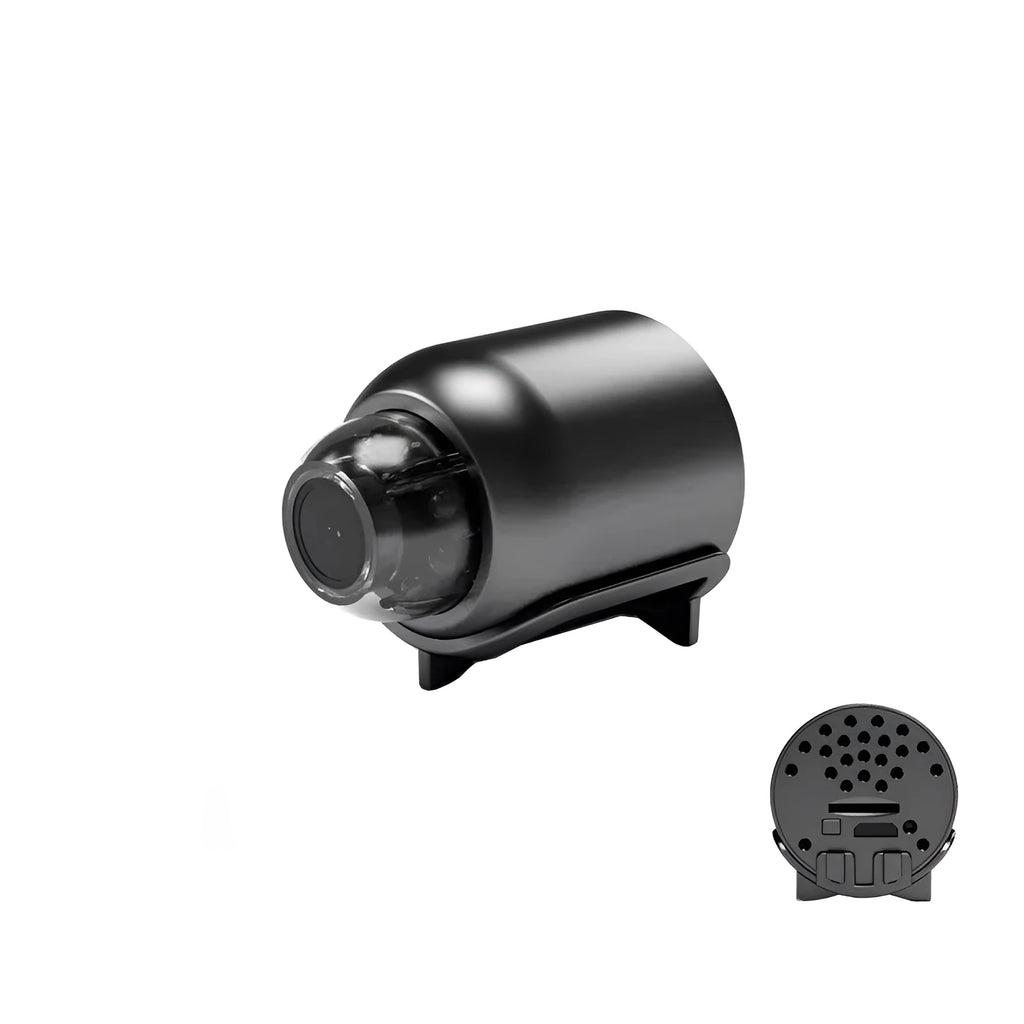 Black wireless WiFi mini camera, 1080P, 160° wide angle, night vision, 1 inch, plastic