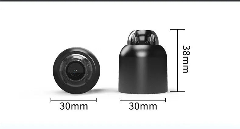 Black wireless WiFi mini camera, 1080P, 160° wide angle, night vision, 1 inch, plastic