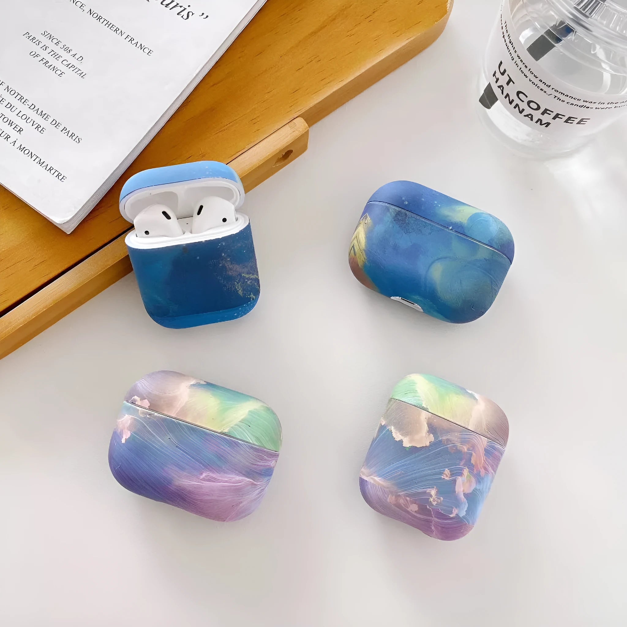 Pink watercolour hard plastic protective case for Apple AirPods Pro charging case