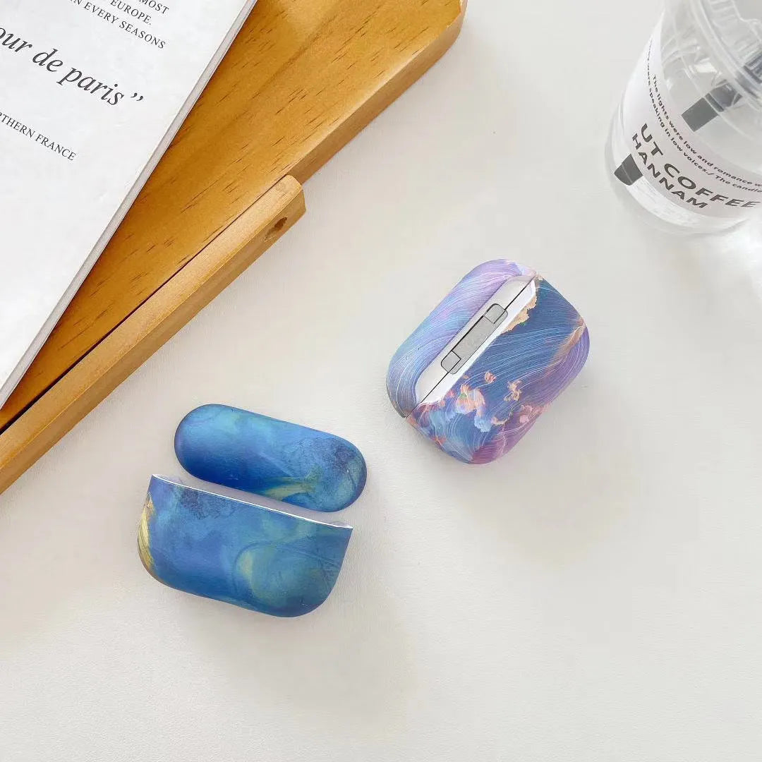 Pink watercolour hard plastic protective case for Apple AirPods Pro charging case