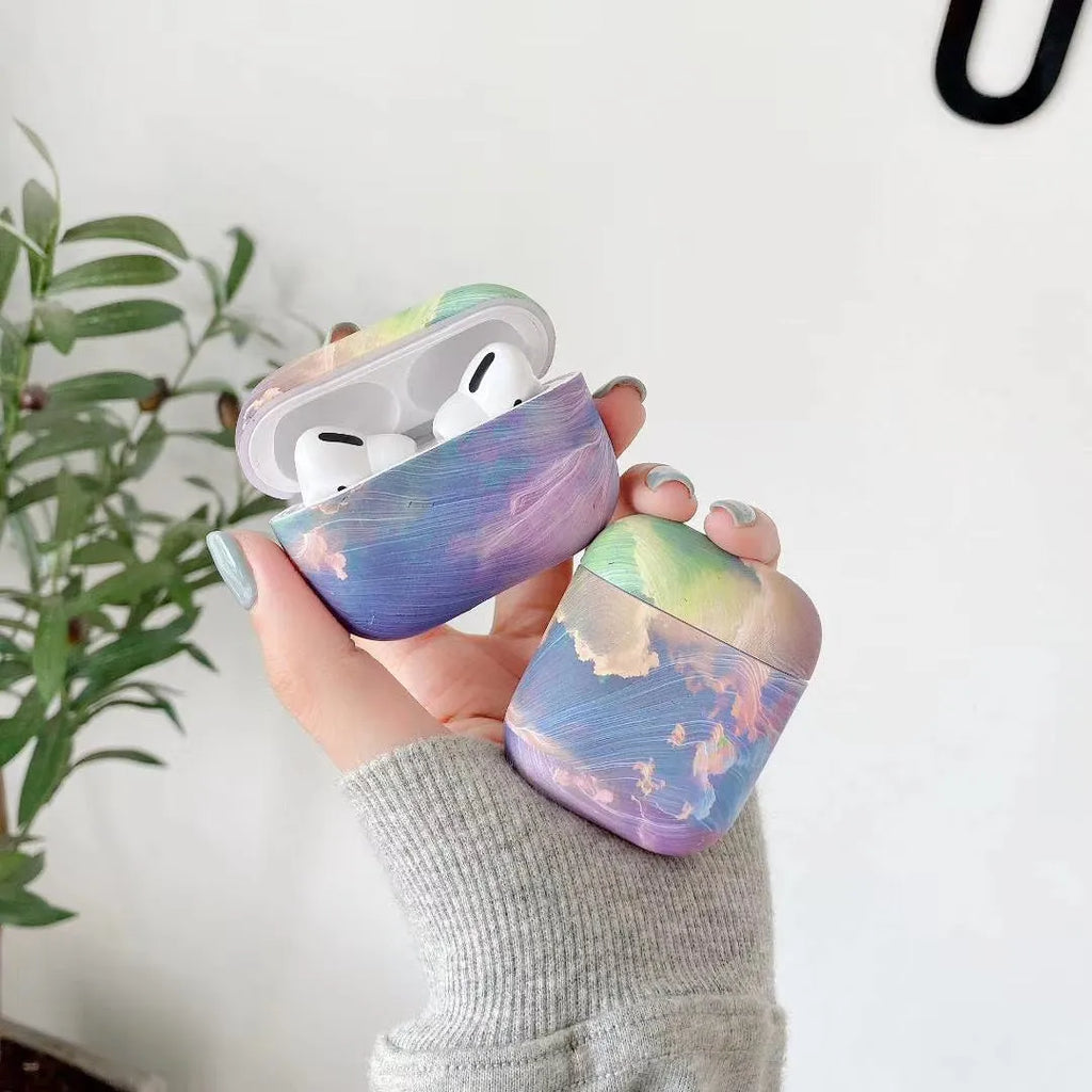 Pink watercolour hard plastic protective case for Apple AirPods Pro charging case