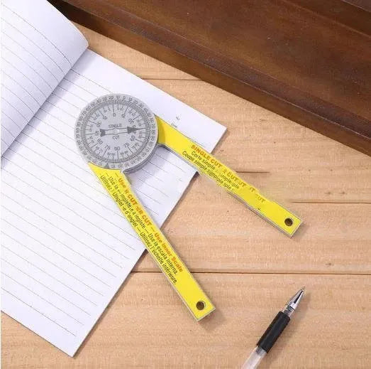 Yellow and white cross-border horizontal angle ruler with laser engraving scales for woodworking measurement transfer