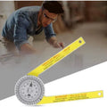 Yellow and white cross-border horizontal angle ruler with laser engraving scales for woodworking measurement transfer