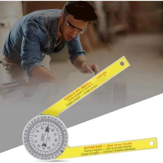 Yellow and white cross-border horizontal angle ruler with laser engraving scales for woodworking measurement transfer