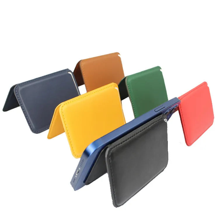Handmade geometric resin phone stand in black, brown, green, red, royal blue, or yellow with leather bracket