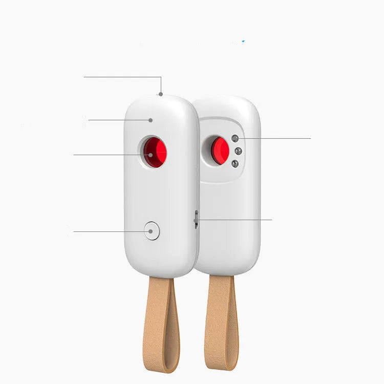 White New-T6 hidden camera detector, ABS plastic, 77 x 34 x 15 mm, 50-3G MHz, 3 metre range, alarm mode