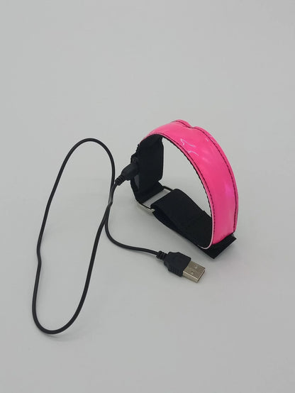 USB Rechargeable LED Illuminated Night Running Armband with Reflective Design and Magnetic Closure