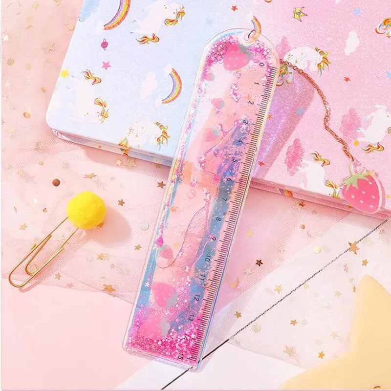 15cm laser-cut PVC ruler bookmark in cherry blossom colour design