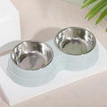 Wheat straw double pet bowl for cats in pink, blue, or green, box gauge 51 x 28 x 35 cm
