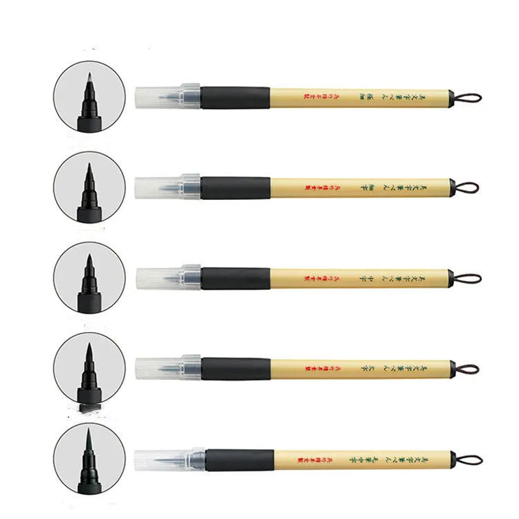 Bamboo calligraphy practice pen with hair tip and soft brush for Chinese writing
