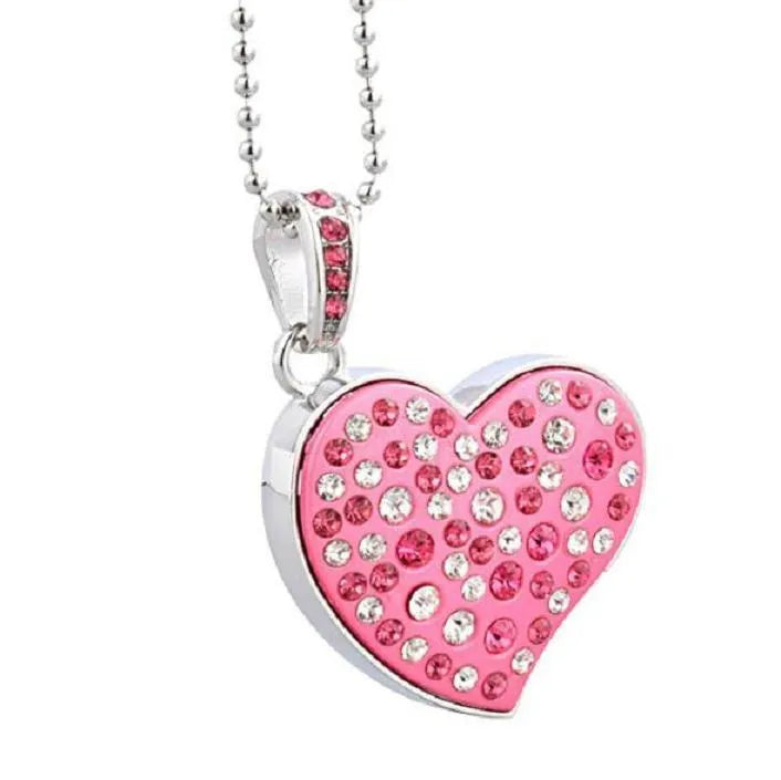 Heart shaped metal USB flash drive with drill hole for keychain attachment and write protection switch