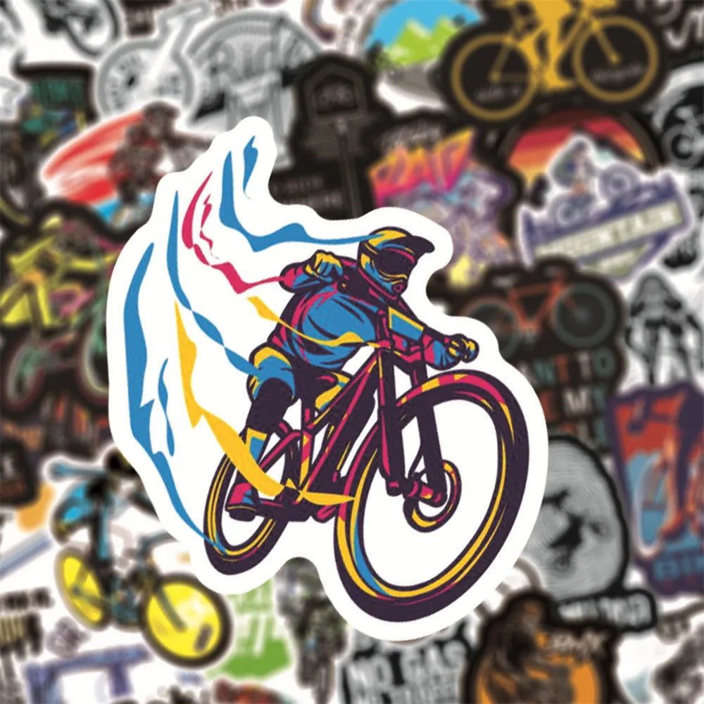 Pack of 50 self-adhesive bicycle doodle stickers for mountain bike and MTB customisation