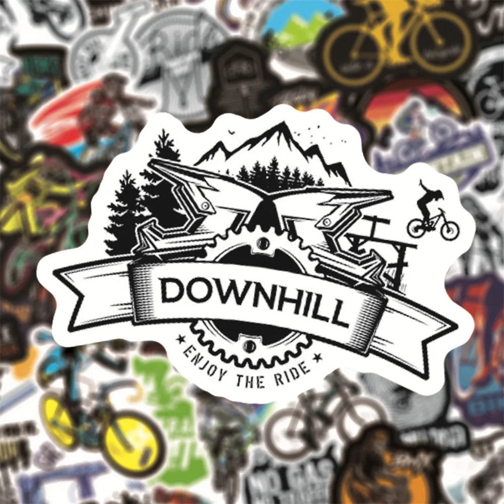 Pack of 50 self-adhesive bicycle doodle stickers for mountain bike and MTB customisation