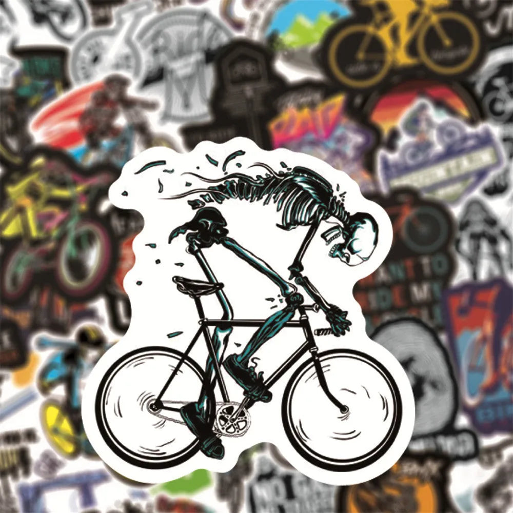 Pack of 50 self-adhesive bicycle doodle stickers for mountain bike and MTB customisation