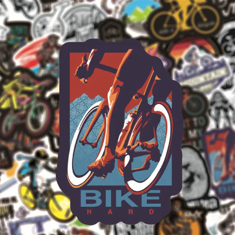 Pack of 50 self-adhesive bicycle doodle stickers for mountain bike and MTB customisation