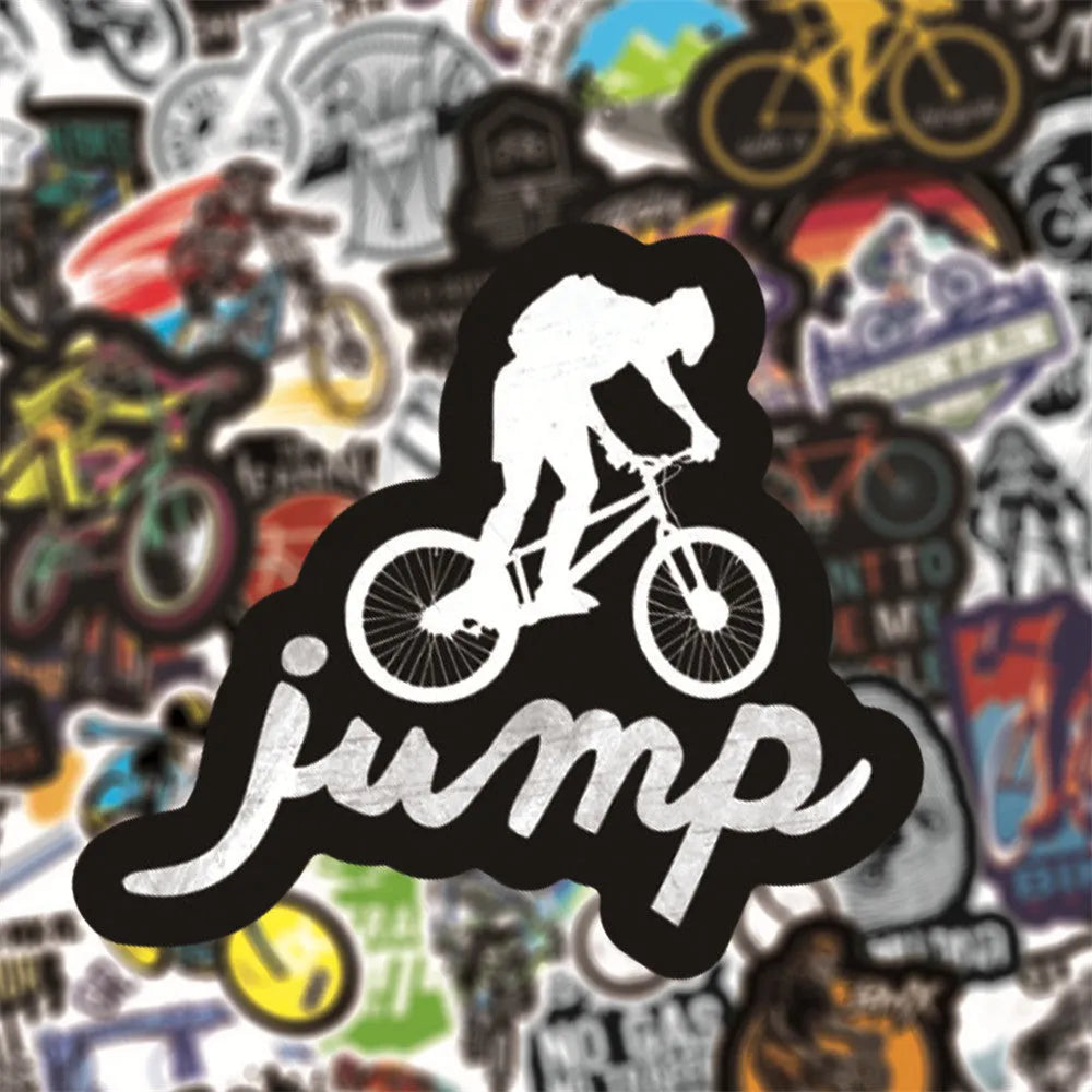 Pack of 50 self-adhesive bicycle doodle stickers for mountain bike and MTB customisation