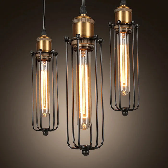 Brown iron gladiator-style fishing line chandelier with a Nordic retro industrial design