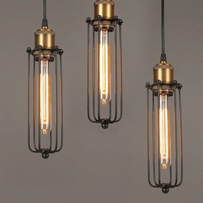 Brown iron gladiator-style fishing line chandelier with a Nordic retro industrial design