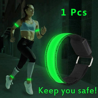 USB Rechargeable LED Illuminated Night Running Armband with Reflective Design and Magnetic Closure