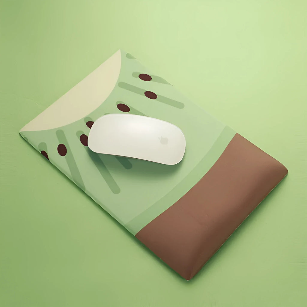 Green kiwi fruit design silicone and cloth wrist pad for keyboard and mouse