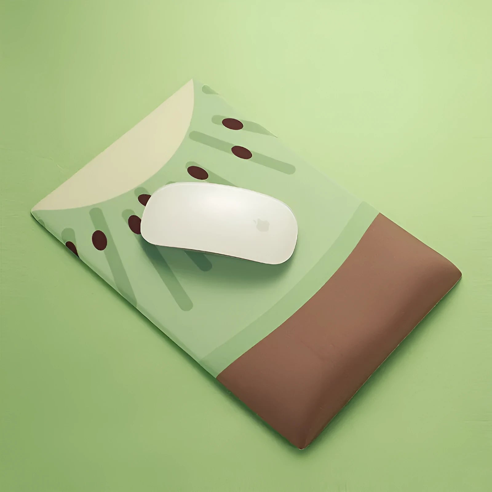 Green kiwi fruit design silicone and cloth wrist pad for keyboard and mouse