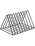 Wrought iron triangle desktop book stand in black or white, holding books upright on a desk