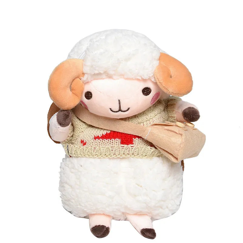 Little Sheep women's plush crossbody messenger bag with lamb pattern and zipper closure