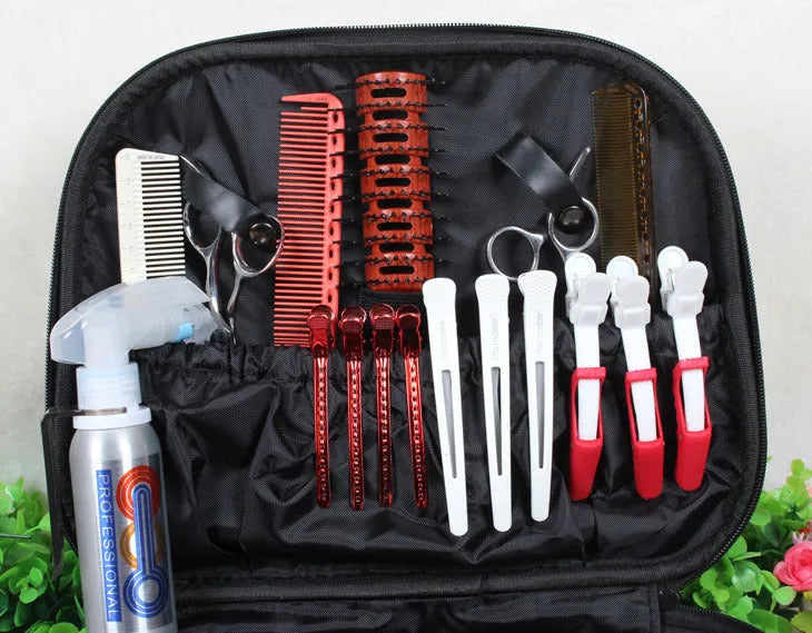 EVA black multifunctional hairdressing kit bag, 32 x 14 x 27 cm, for hair stylist tools including dryer, scissors and clippers