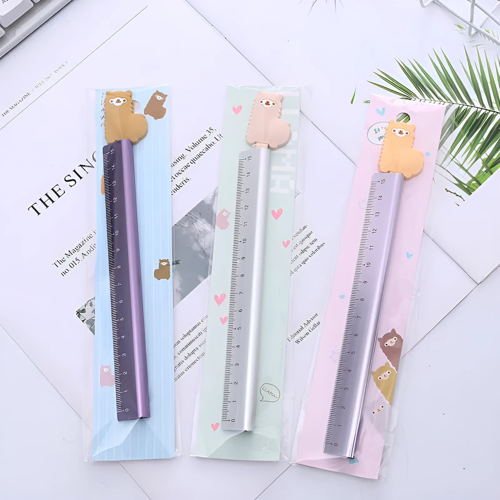 30cm aluminium ruler with centimetre and inch scales on a clear non-slip plastic backing.