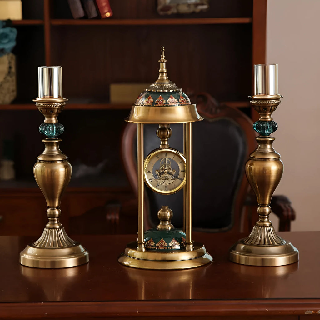 Rectangular metal pendulum wall clock with dual pointer and LCD displays