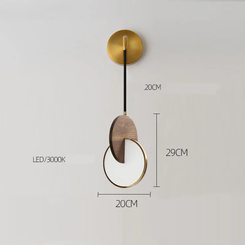 Long-line walnut wood chandelier with warm white lighting for wall mounting in bedrooms