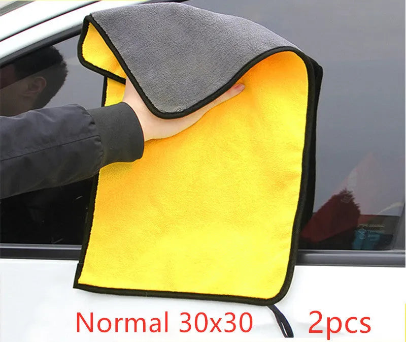Thickened high-density double-sided velvet car wash towel 30x60 cm coral fleece microfiber