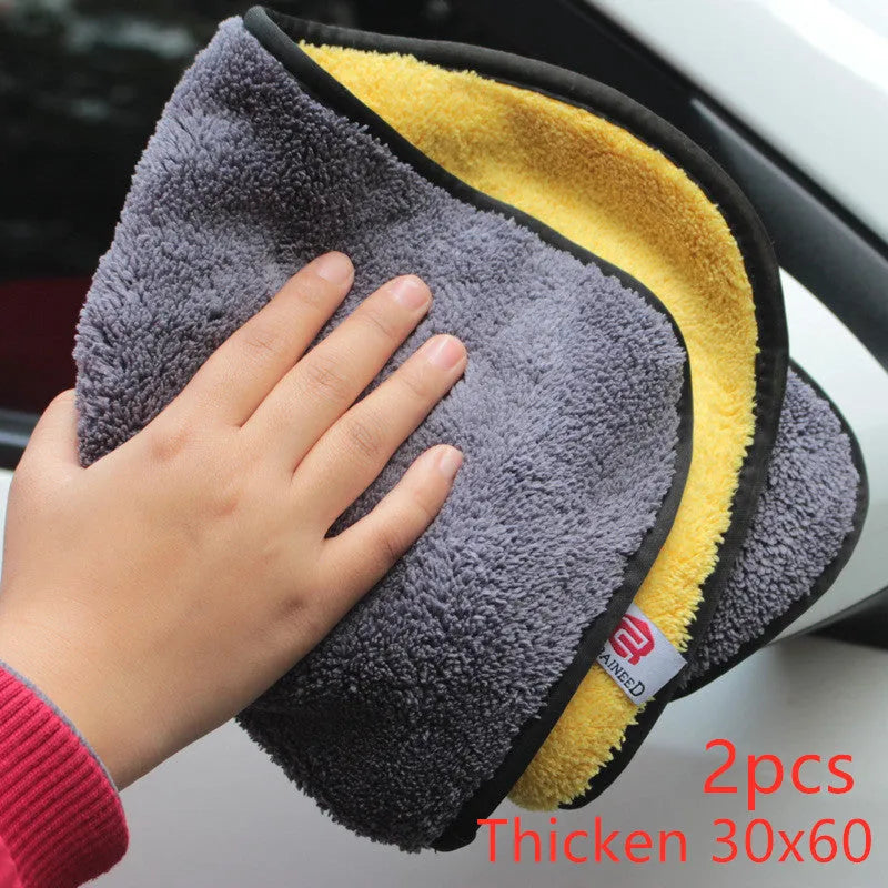Thickened high-density double-sided velvet car wash towel 30x60 cm coral fleece microfiber