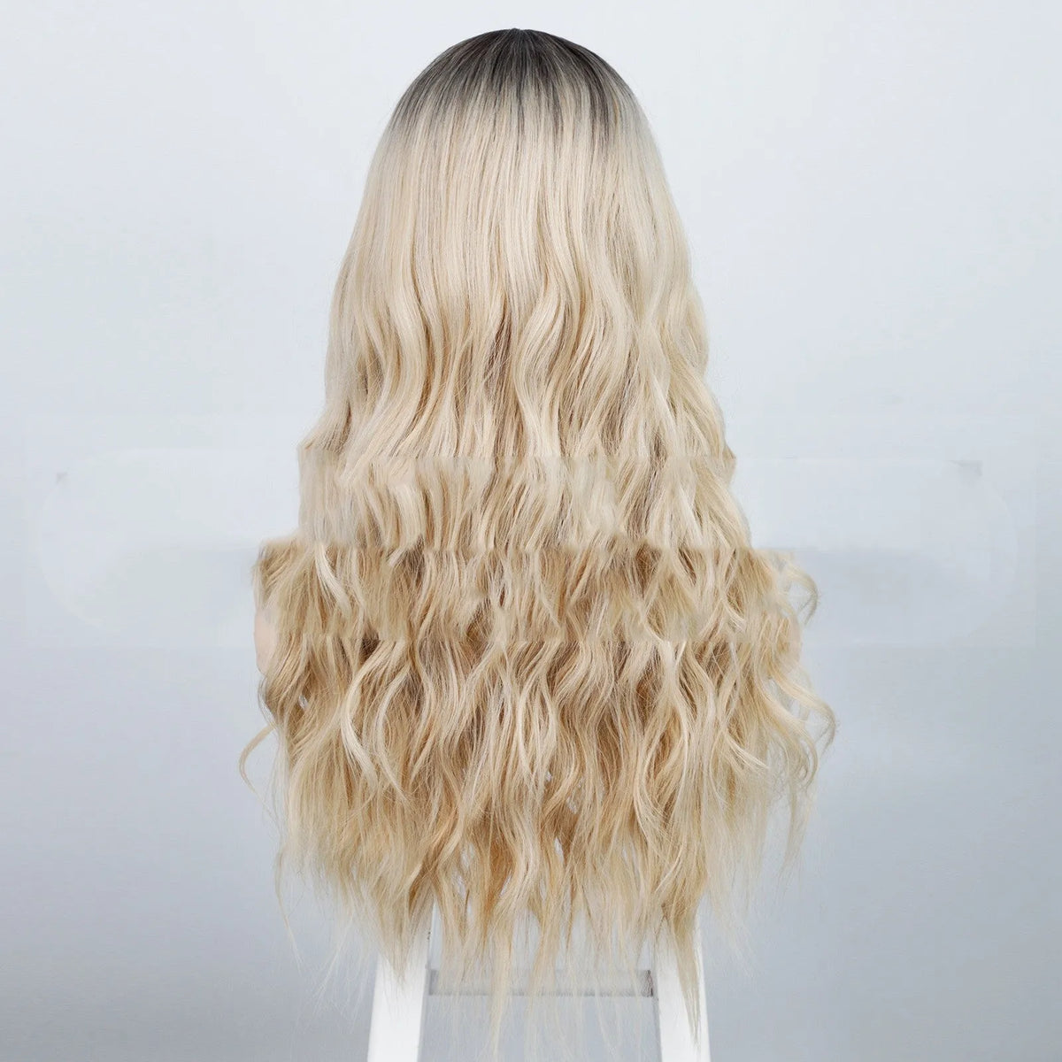 Fluffy water ripple wig headgear with long curly middle part, high temperature wire, 24 inches, R4/60# colour