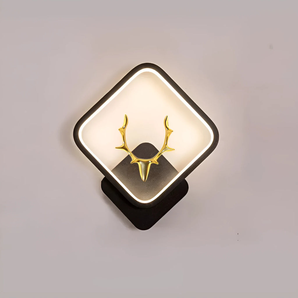 Deer antler shaped wall lamp with remote control for dimmable LED lighting in three colour temperatures.