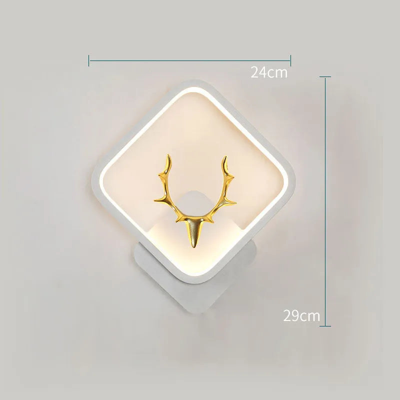 Deer antler shaped wall lamp with remote control for dimmable LED lighting in three colour temperatures.