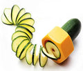 Yellow and green spiral vegetable cutter kitchen gadget with food-grade ABS plastic construction