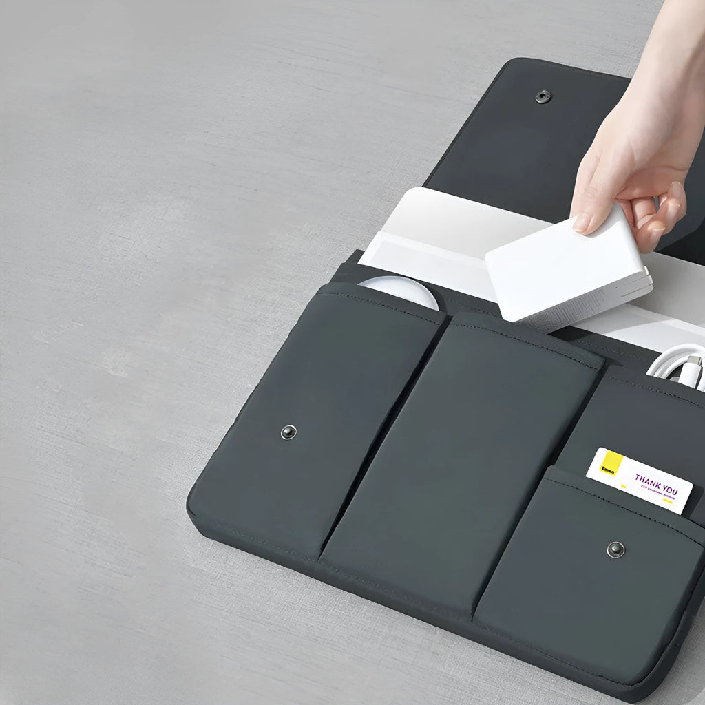 Nylon laptop sleeve with magnetic buckle in black or white, sizes 13 to 16 inches, for notebook tablet iPad
