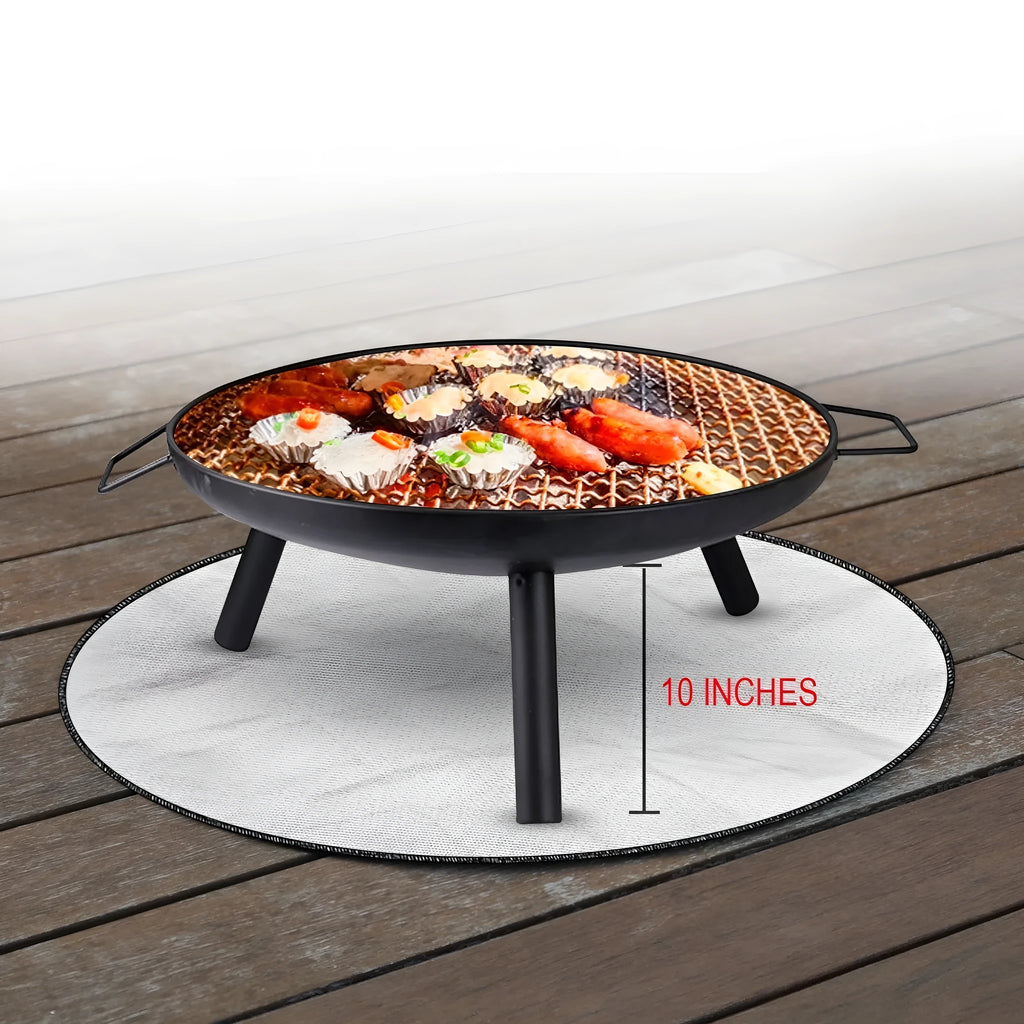 Fireproof fire pit mat with aluminium foil glass fibre layer for lawn and courtyard heat protection