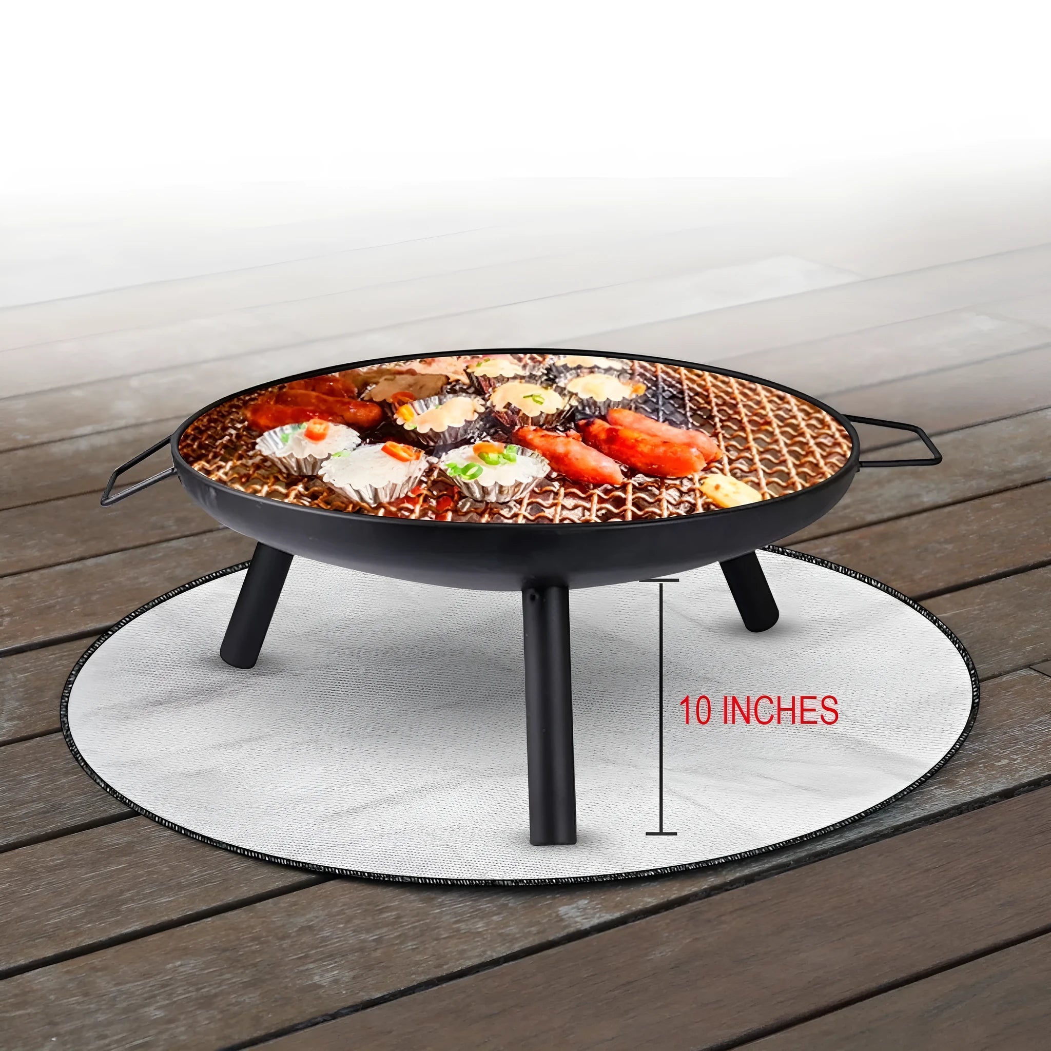 Fireproof fire pit mat with aluminium foil glass fibre layer for lawn and courtyard heat protection