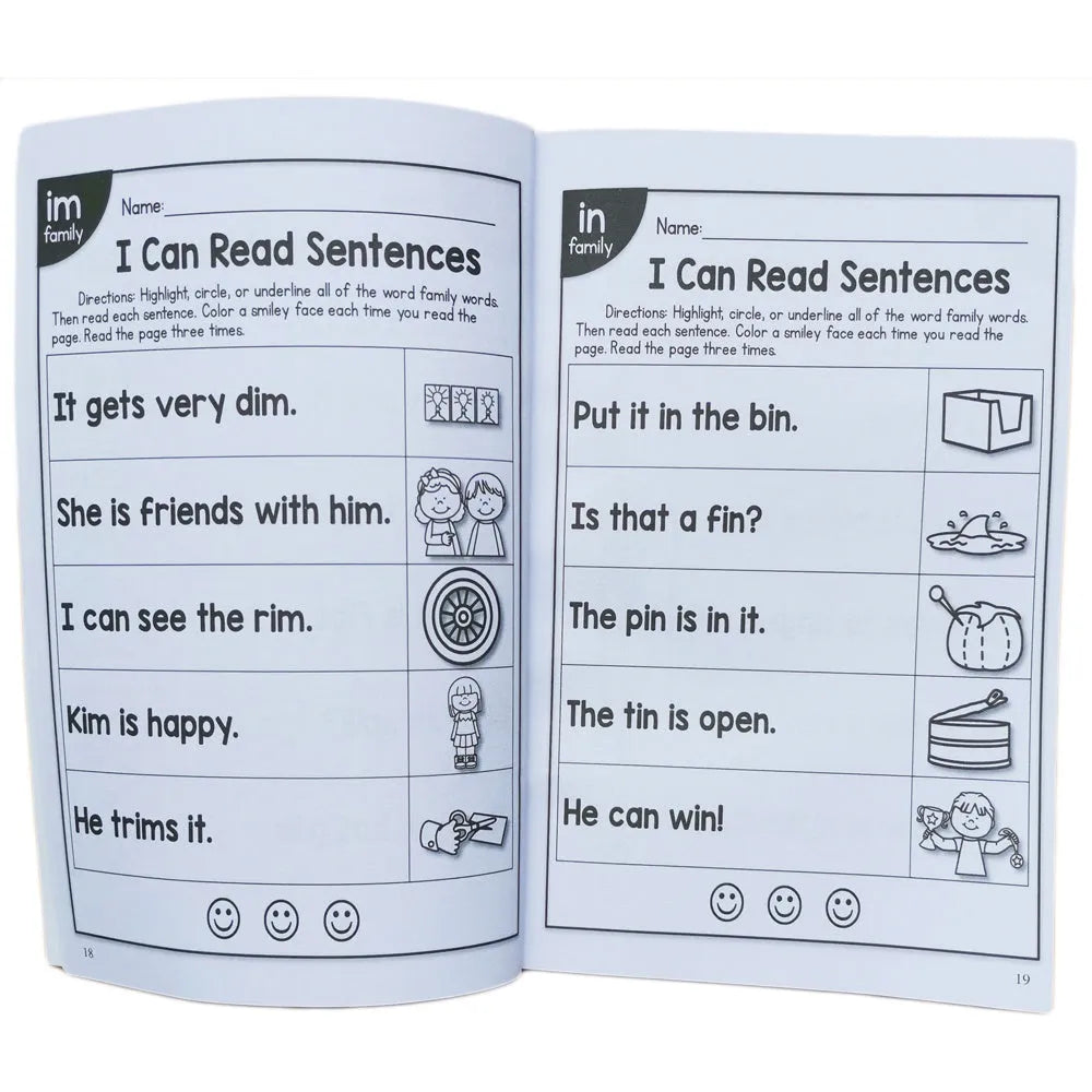 Phonics reading worksheet for children aged 6+ measuring 21cm by 14cm
