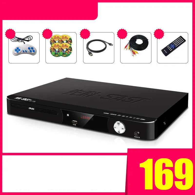 SAST Xianke SA208 DVD player unit with tray mechanism and USB port visible