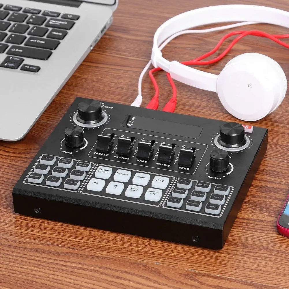 English Version V9 mobile phone live sound card set with Bluetooth and DSP chip, external USB interface
